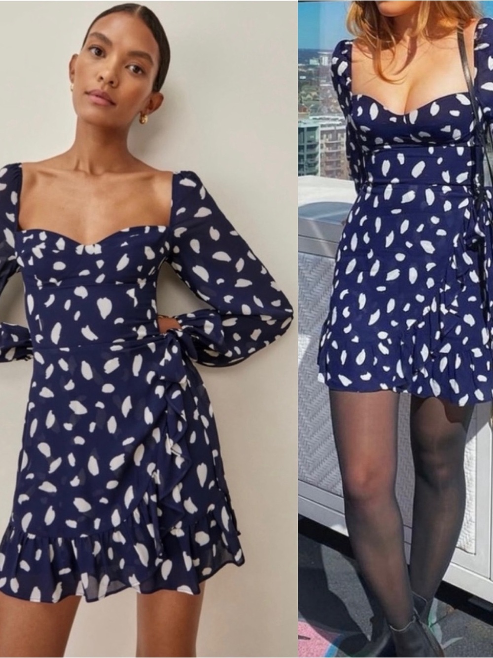 Reformation Cammi Dress Blue White Size 4